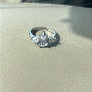 Elegant Silver Ring with Clear Gemstones